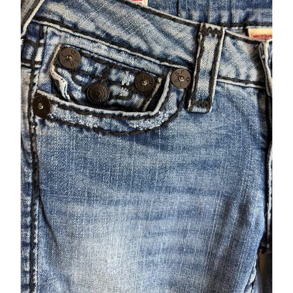 True Religion Joey Super T Flare Jeans Womens Size 25 USA Made Low Rise Bootcut - Picture 4 of 12